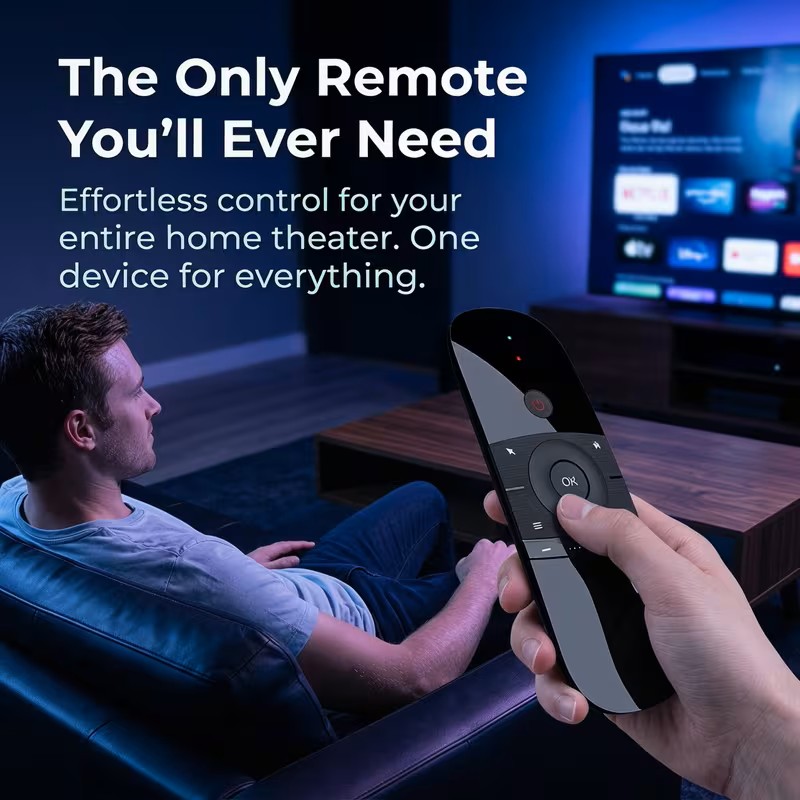 Air Mouse, Wireless Keyboard and Air Mouse 2.4GHz Connects to Air Remote Control Keyboard and Mouse, Compatible with Android TV Boxes/PCs/Smart TVs/Projectors/HTPCs/PC/TV| Double-Sided Motion-Sensing