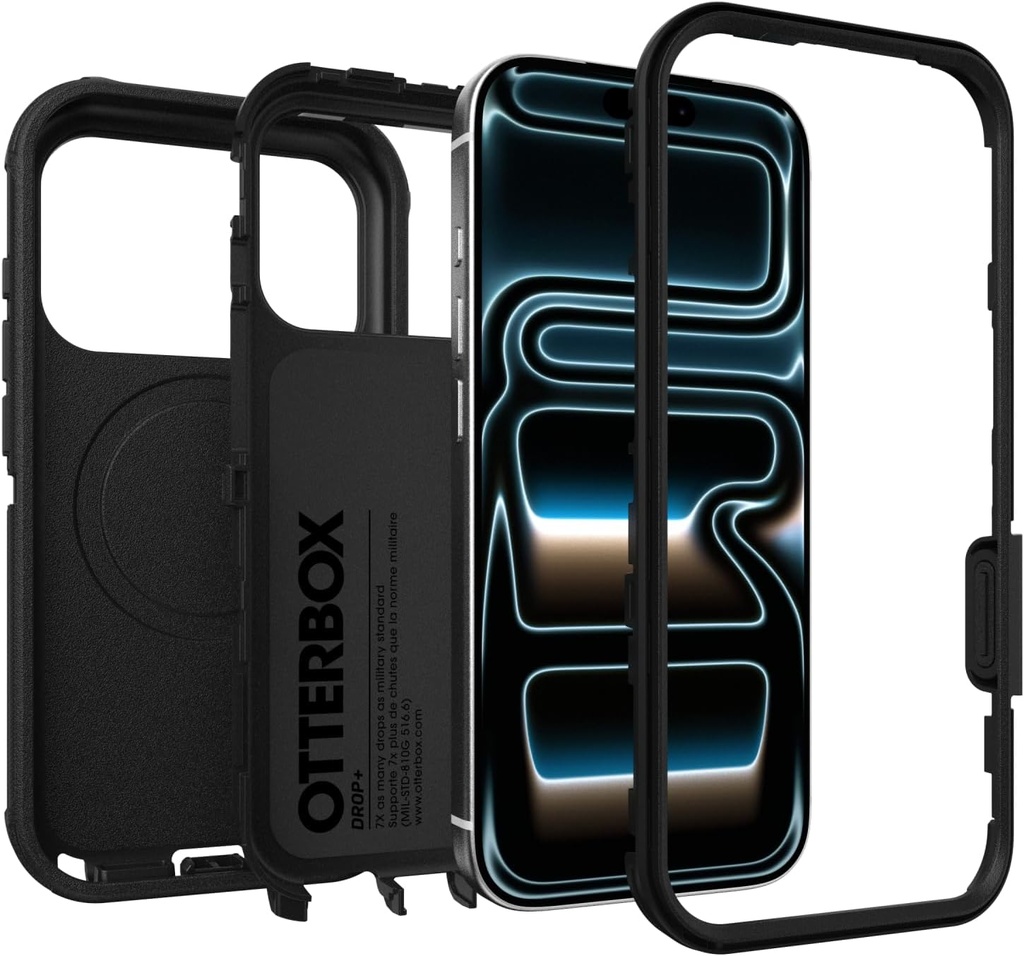 OtterBox iPhone 17 Pro Defender Pro Series Case - Black - Tough, Rugged & Durable iPhone Case, Snaps on MagSafe