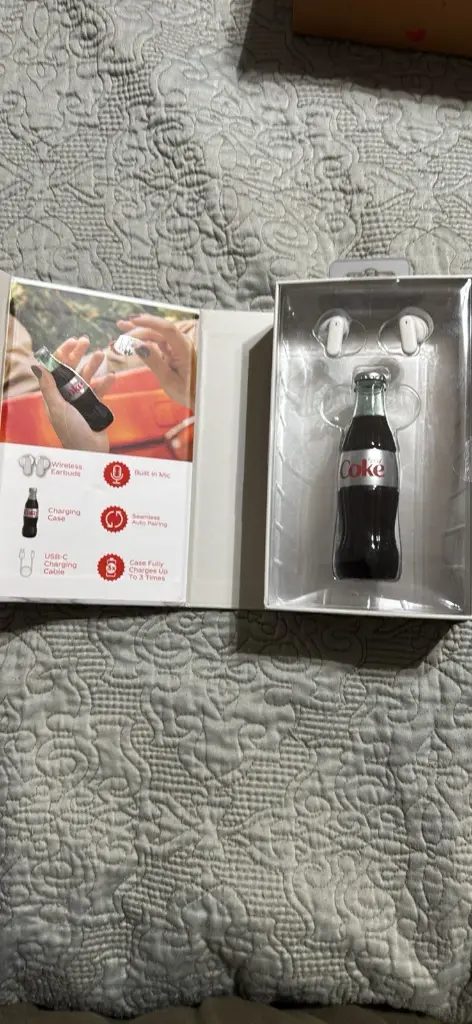 Coca-Cola Diet Coke True Wireless Bluetooth Earbuds Mic Touch, Bottle Case