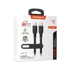 HYPERGEAR 60W Max fast Charging  USB-C to USB-C SOFT TOUCH SILICONE CABLE(10FT ) FLEXI PRO
