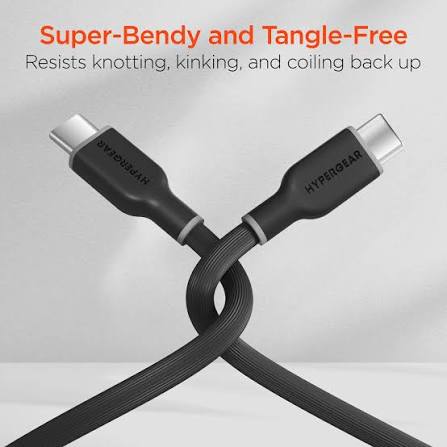 HYPERGEAR 60W Max fast Charging  USB-C to USB-C SOFT TOUCH SILICONE CABLE(10FT ) FLEXI PRO