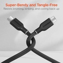 HYPERGEAR 60W Max fast Charging  USB-C to USB-C SOFT TOUCH SILICONE CABLE(10FT ) FLEXI PRO