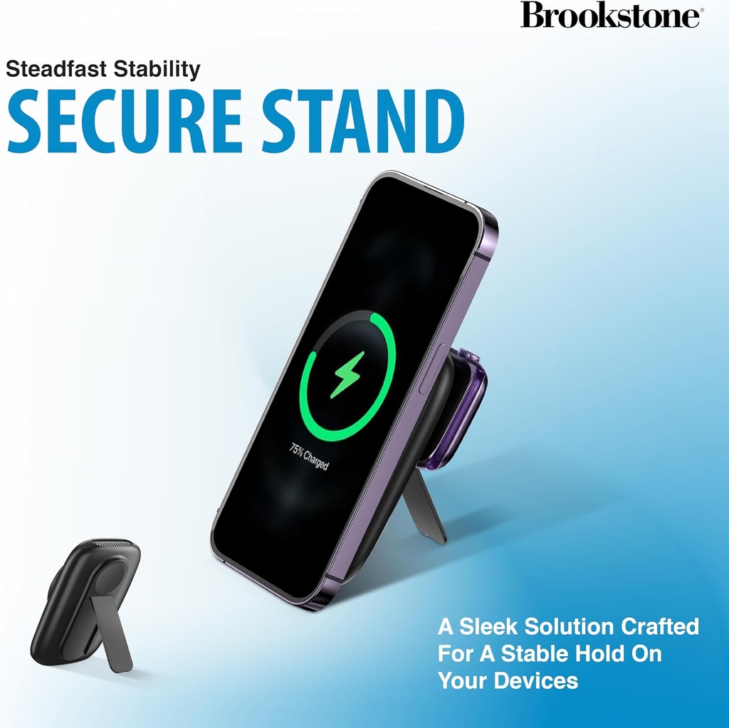 Brookstone Magnetic Charging Wireless Power Bank with Stand  5000mAh - Blue 