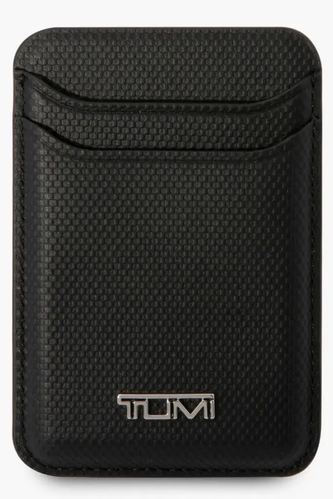 Tumi Card Holder Wallet Mag-safe Leather Magnetic Cards Holder -Black