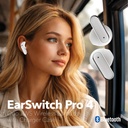 RCA EarSwitch Pro 4-in-1 Duo TWS Wireless Earbuds, Bluetooth 5.4 Open-Ear & in-Ear Dual Buds  (White)