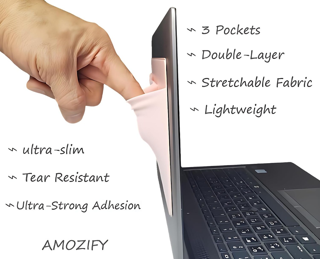 SILK&SAGE 3-Pocket Stick on Mouse Holder for Laptop - Pink