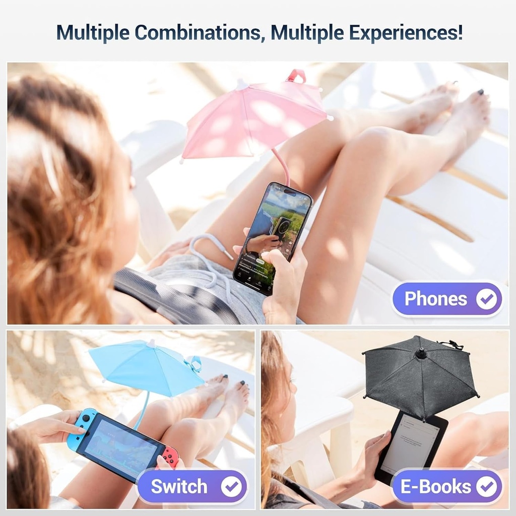 Gabba Goods Magnetic Phone Umbrella for Sun with Flexible Angle Design & Rotatable Phone Ring