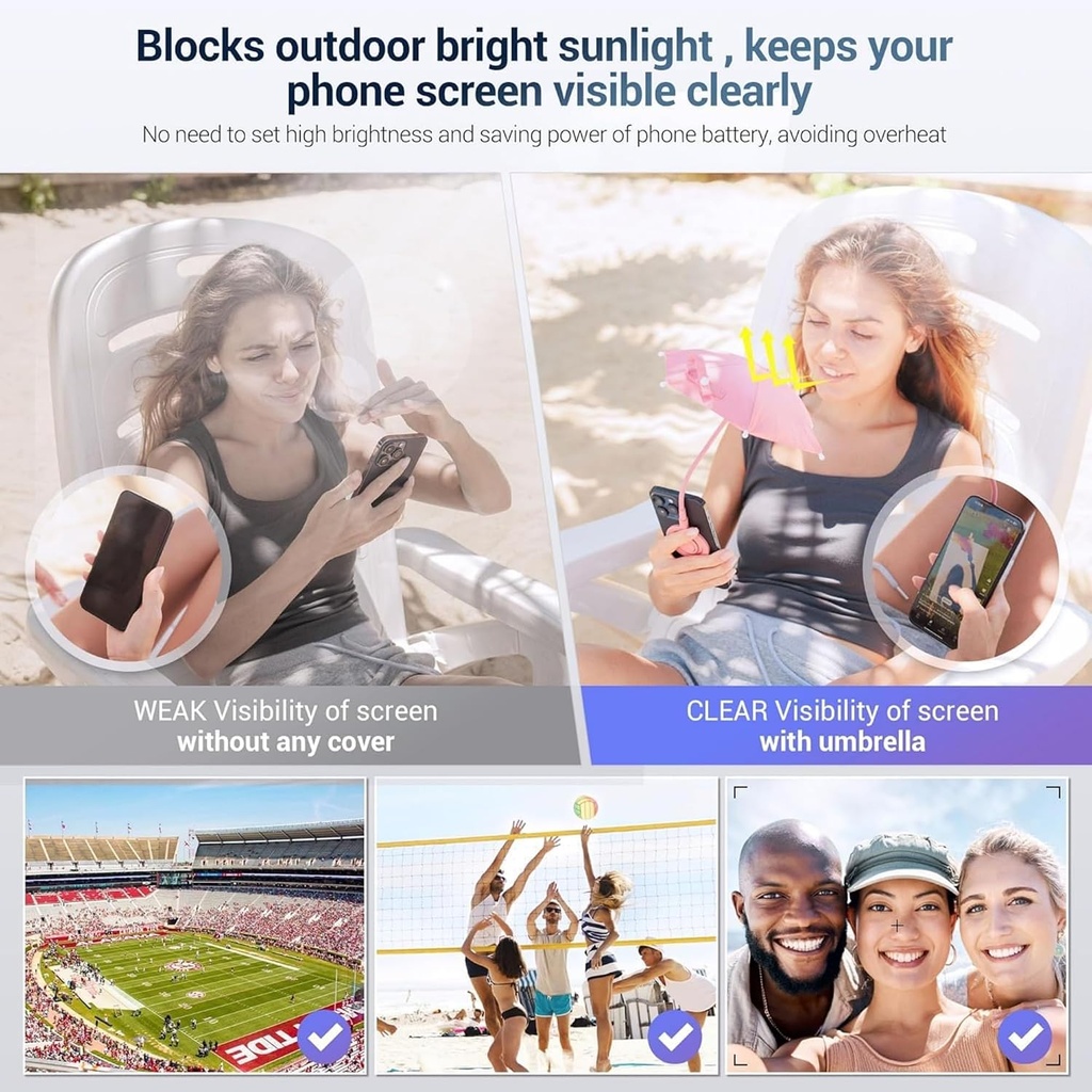 Gabba Goods Magnetic Phone Umbrella for Sun with Flexible Angle Design & Rotatable Phone Ring