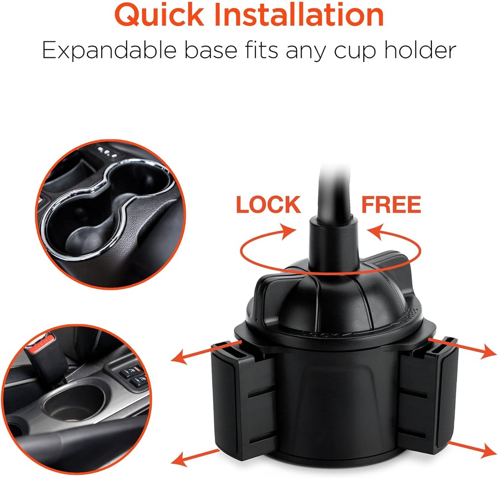 HyperGear Universal Car Cup Holder Flex Phone Mount [Hands Free] Compatible for iPhone 13/12/11/Pro/Max, Galaxy