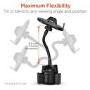 HyperGear Universal Car Cup Holder Flex Phone Mount [Hands Free] Compatible for iPhone 13/12/11/Pro/Max, Galaxy