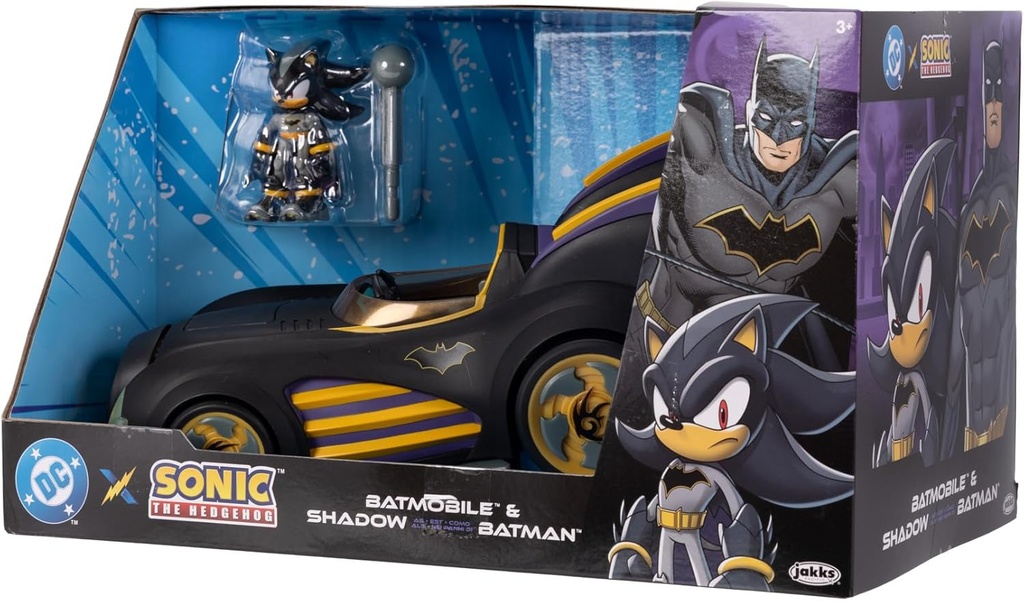 DC X Sonic Batmobile Shadow-fied! with Cool 2.5 Inch Shadow Action Figure as Batman, from the DC x Sonic the Hedgehog Comic Book Series - A Collector's...