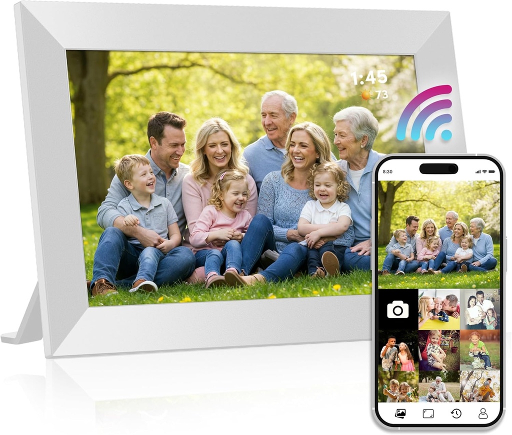  Brookstone 10 Inch Wi-Fi Digital Picture Frame with Video Playback - 32GB Smart Photo Frame, Touchscreen Display, Clock, Calendar, Weather Forecast,...