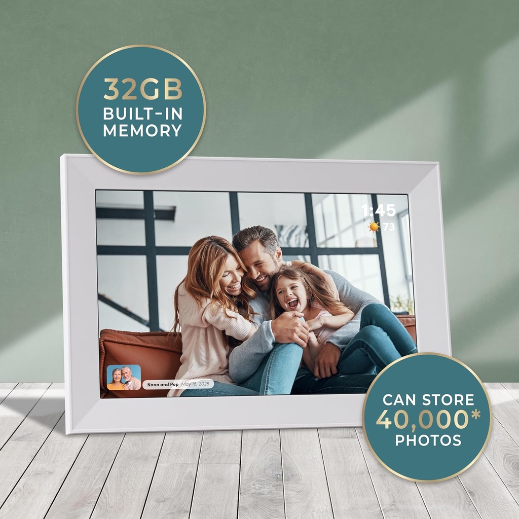  Brookstone 10 Inch Wi-Fi Digital Picture Frame with Video Playback - 32GB Smart Photo Frame, Touchscreen Display, Clock, Calendar, Weather Forecast,...