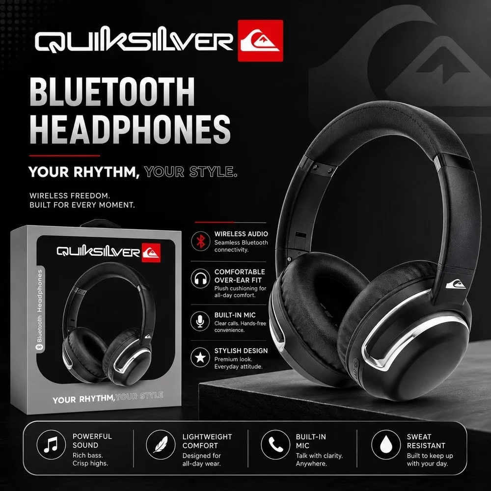 Quiksilver Over-Ear Bluetooth Wireless Headphones - Black