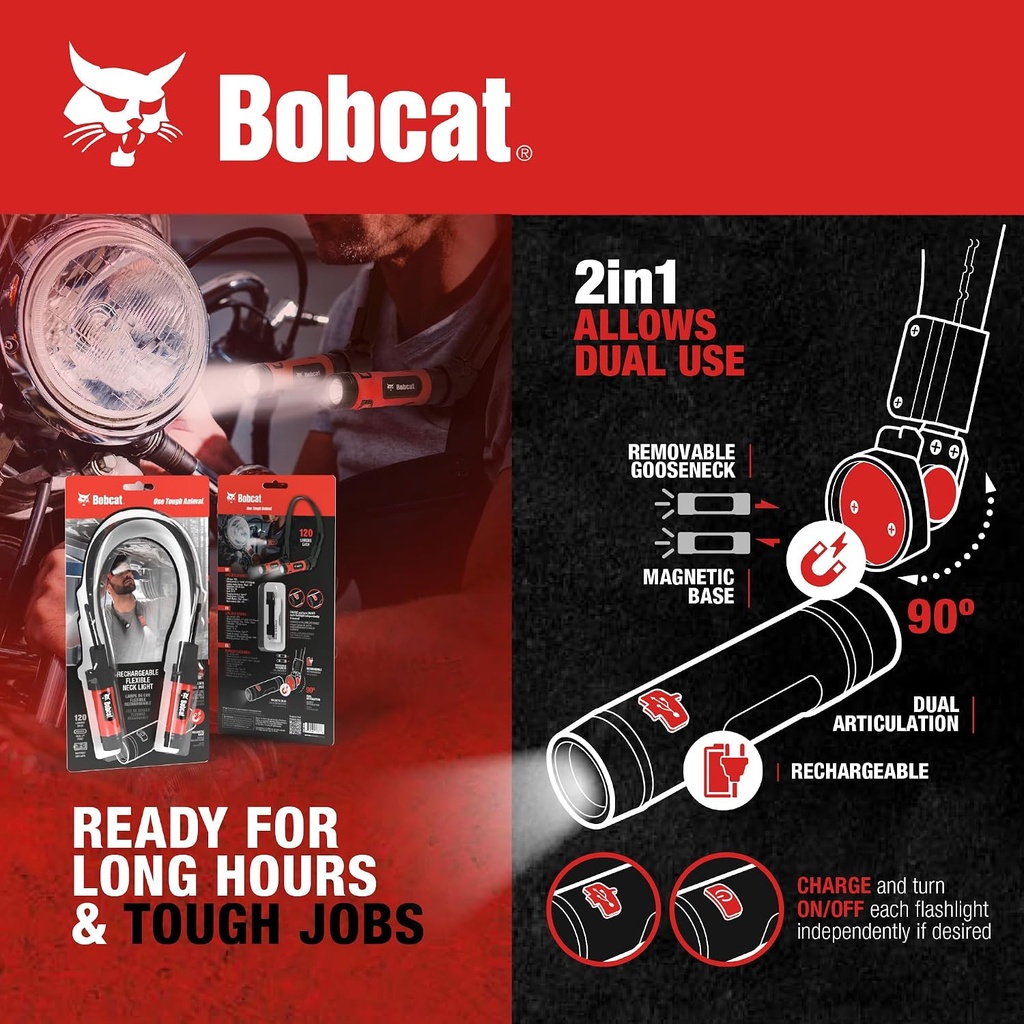 Bobcat Rechargeable Neck Light, 3 Modes, Type-C Charging Port