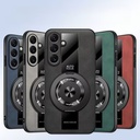  Luxury Sheepskin Phone case with Rotating Stand for Samsung Galaxy S25 Ultra Series - Grey