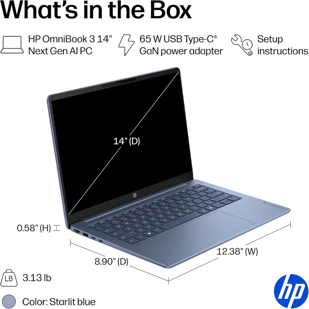 HP LAPTOP OmniBook 3 Laptop Next Gen AI 14-hz0053cl