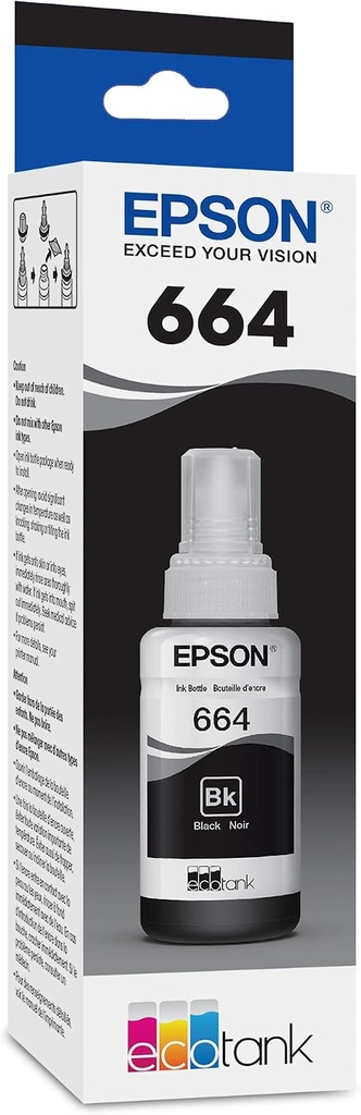 Epson 664 Genuine Black EcoTank Ink Refill Bottle T664120