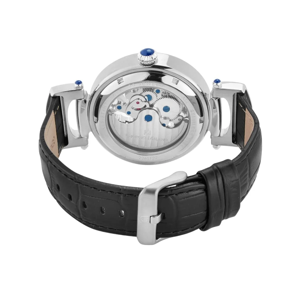 Giorgio Milano Men Stainless steel Round case ,Skeleton Automatic Movt black leather 226ST22  GILDO