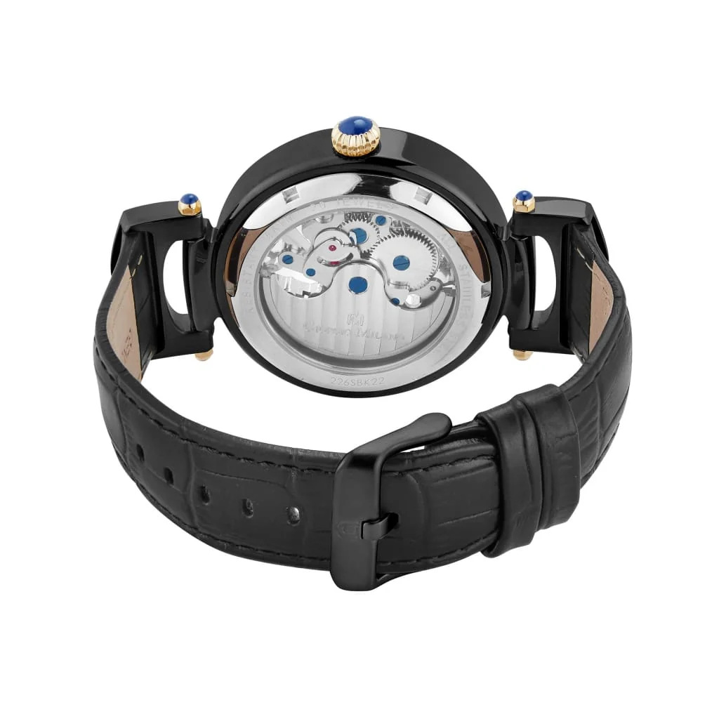 Giorgio Milano Men Stainless steel Round case ,Skeleton Automatic Movt black leather 226SBK22  GILDO (copy)