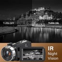 Peryoua 4K HD 80MP Camcorder Video Camera 18X Digital Zoom 3.0 IPS Screen Vlogging Camera