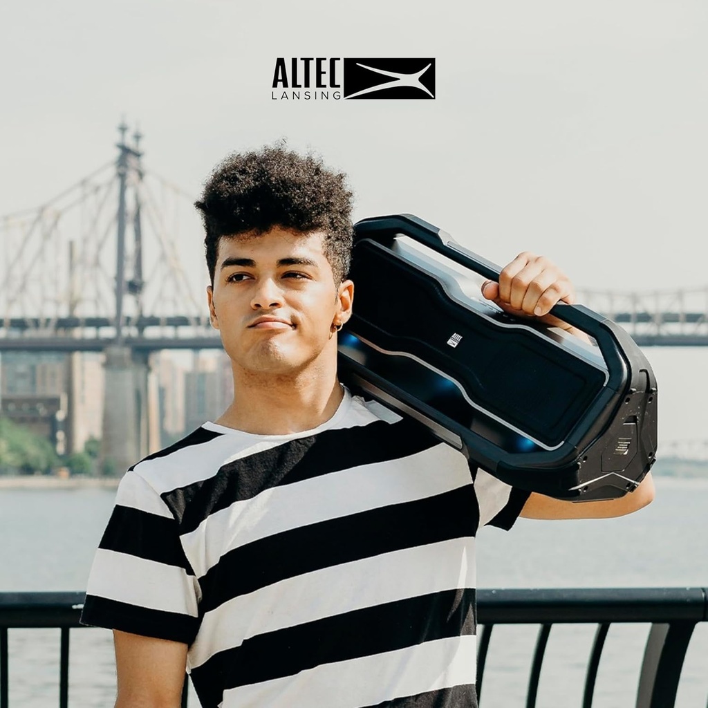 Altec Lansing ROCKBOX XL Wireless Bluetooth Speaker, Portable Waterproof Speaker with 20 Hour Playtime and 5 Illuminating LED Light Modes, Floating Wireless for Indoors and Outdoors