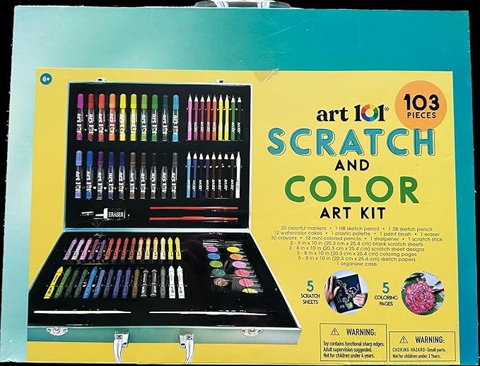 Art 101 Scratch & Color Art Kit, 103 Pieces