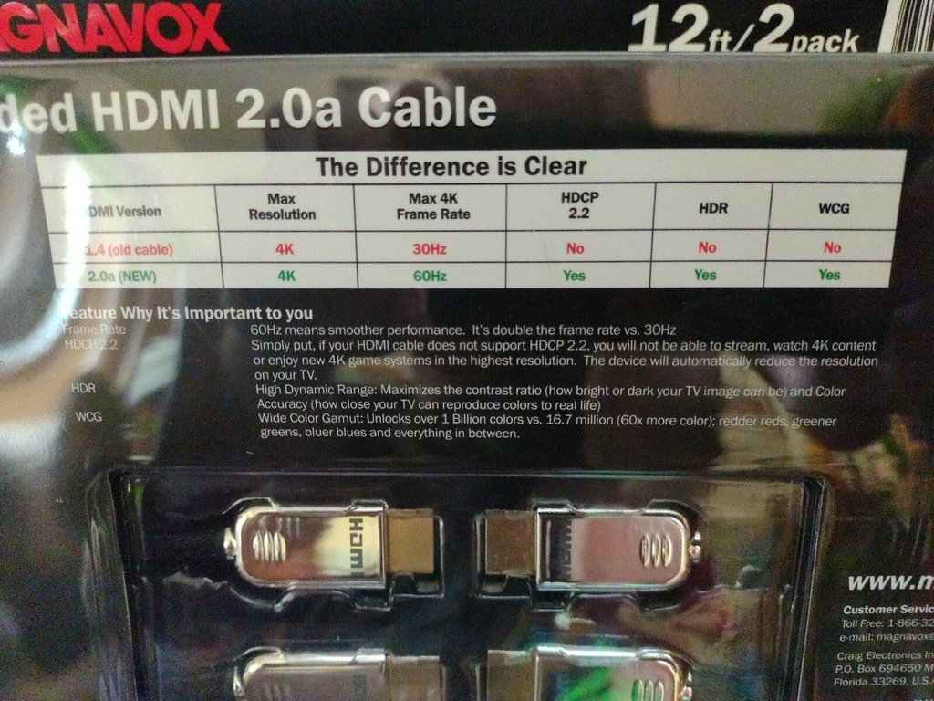 Magnavox Fully Shielded HDMI 2.0a Cable 12ft/2Pack