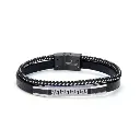 GIORGIO MILANO MEN Double-Strand Leather with Greek Key Center Bar BRACELET 2050ST2