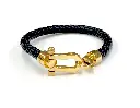 GIORGIO MILANO MEN Braided Leather with Nautical Shackle Clasp BRACELET 1520SG02