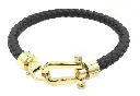 GIORGIO MILANO MEN Braided Leather with Nautical Shackle Clasp BRACELET 1520SG03