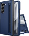 NINKI Z Fold 6 Case with S Pen Holder, Hidden Kickstand with Tempered Glass Screen Protector, Blue