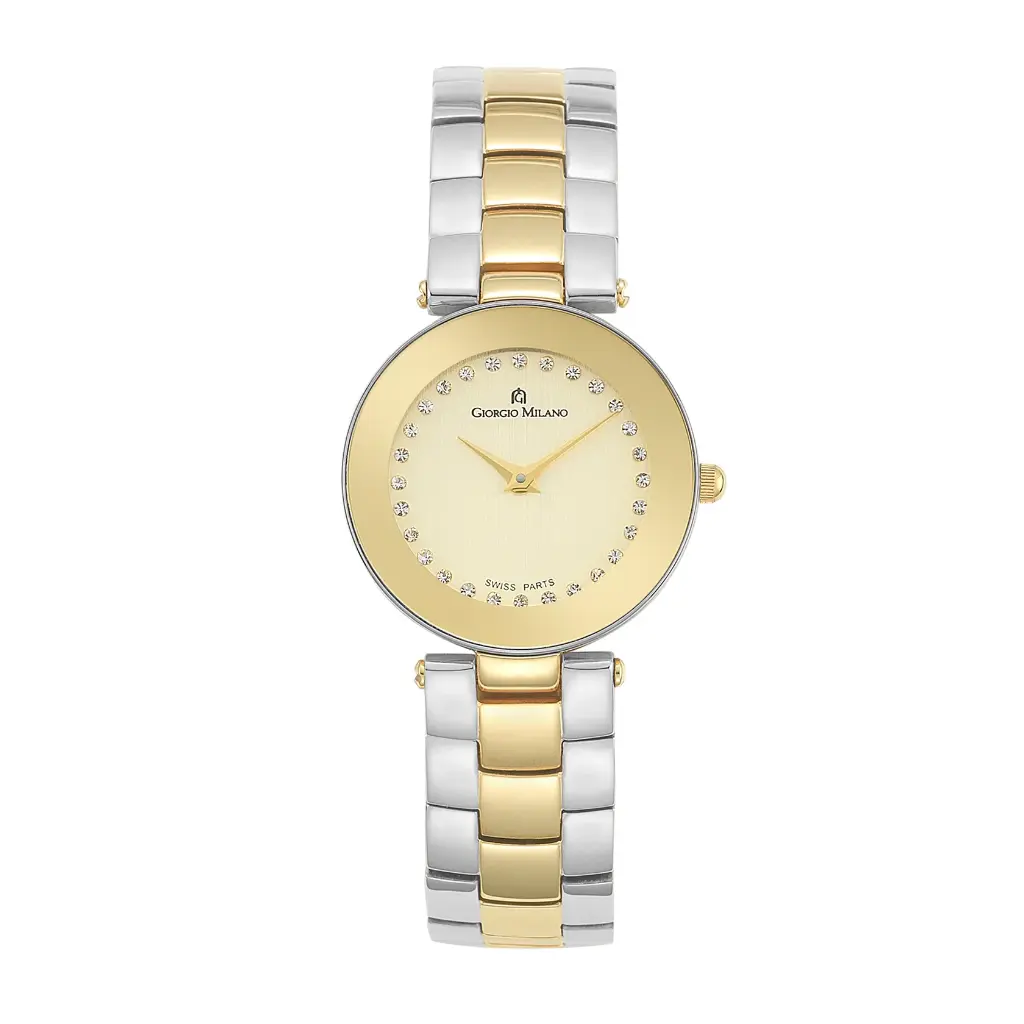 Giorgio Milano Women Round 2 tone Gold Stainless Steel with Metal Bracelet 732STG05 ZINA