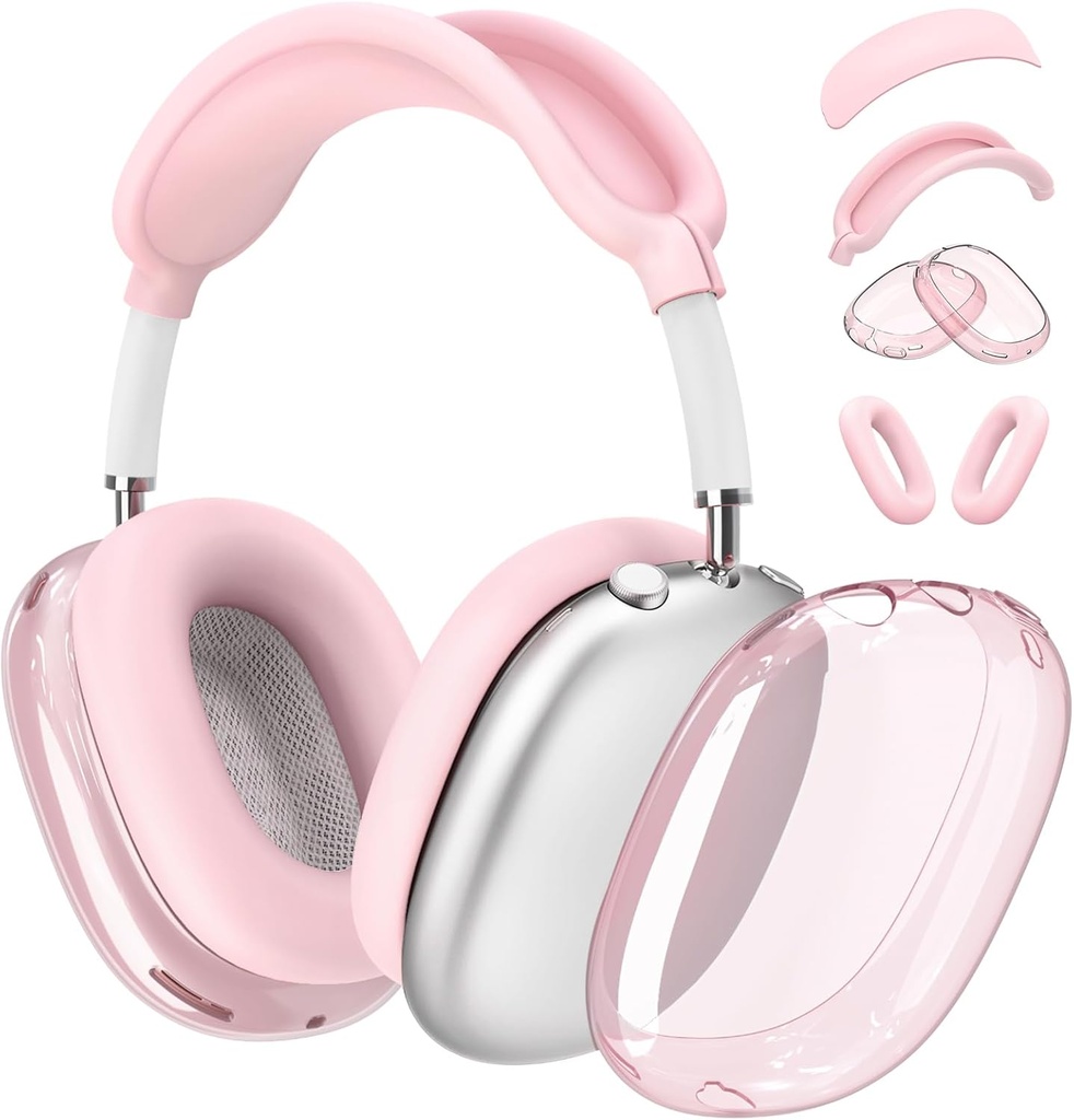 Apple Airpods Max Headphone 4 in 1 Ear Pad Covers/Ear Cups/Headband Cover , Clear pink