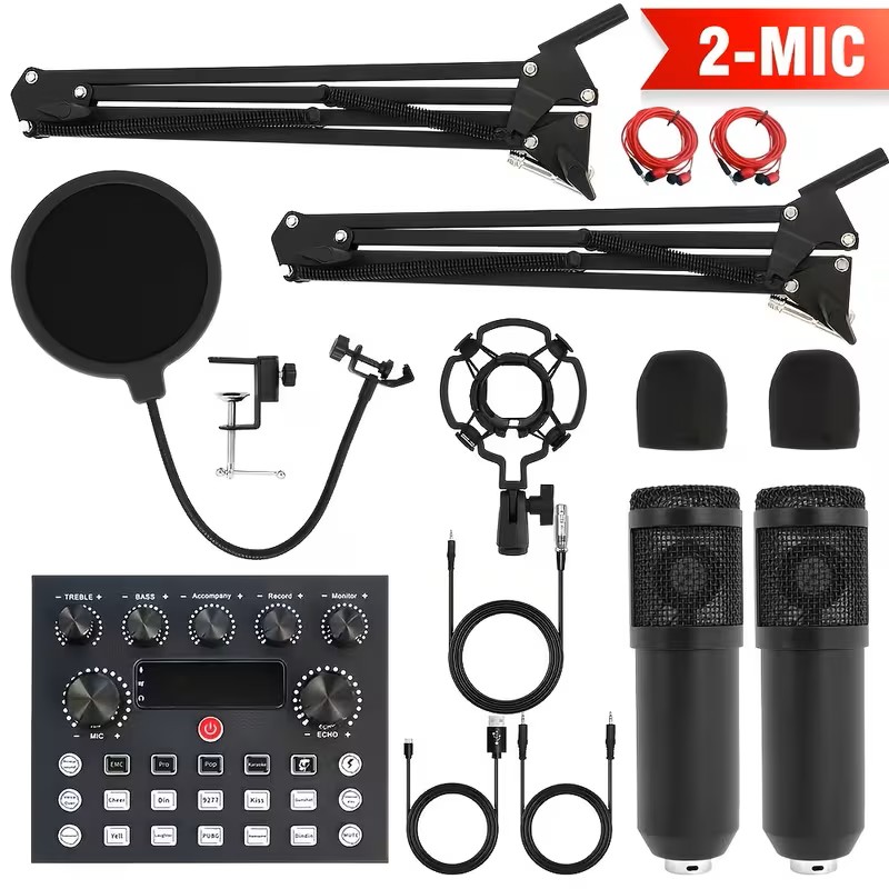 Legendary Vocal Podcast Equipment Bundle Voice Changer with BM-800 Podcast Microphone Bundle