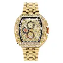 Giorgio Milano Men Chrono IP gold stainless steel Case ,cnc set CZ stones bezel, pave stone dial with Stainless Steel Bracelet MAESTRO BLING 245SG03M