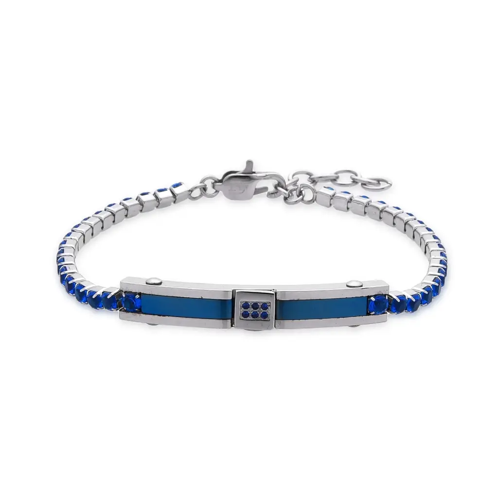 GIORGIO MILANO MEN Center Bar Stainless Steel Tennis BRACELET 2087STBL