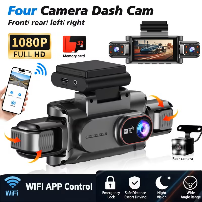 BCUOZ 4-Lens WIFI 360° Dashcam