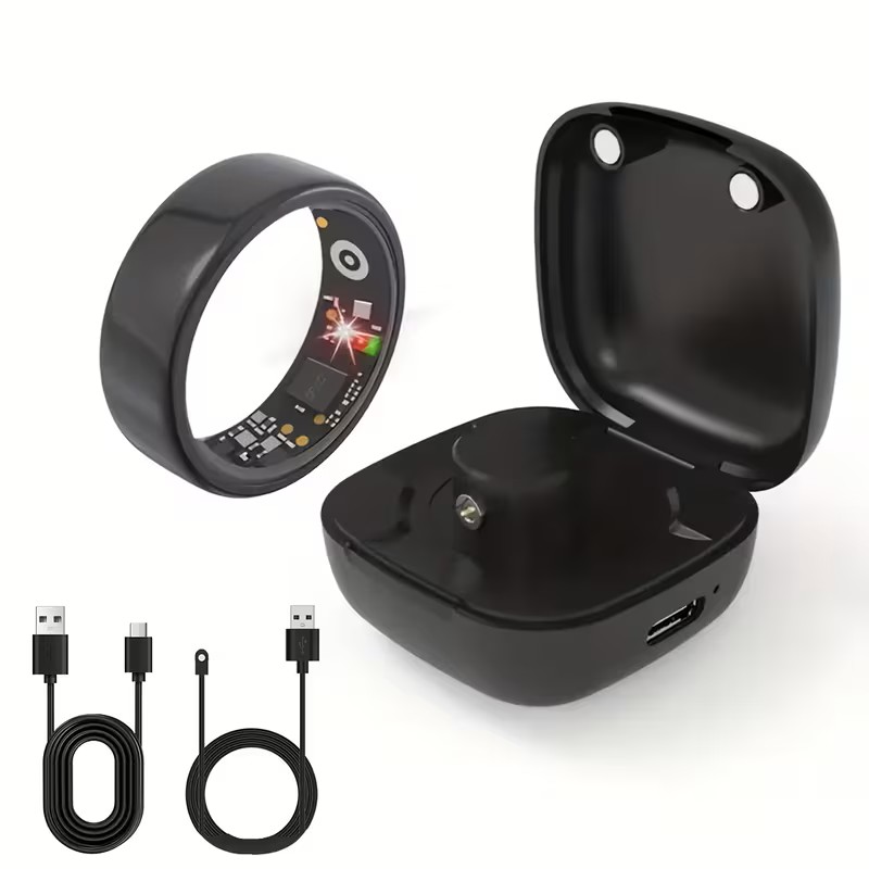 Andriod Smart Ring with Charging Compartment black size #10