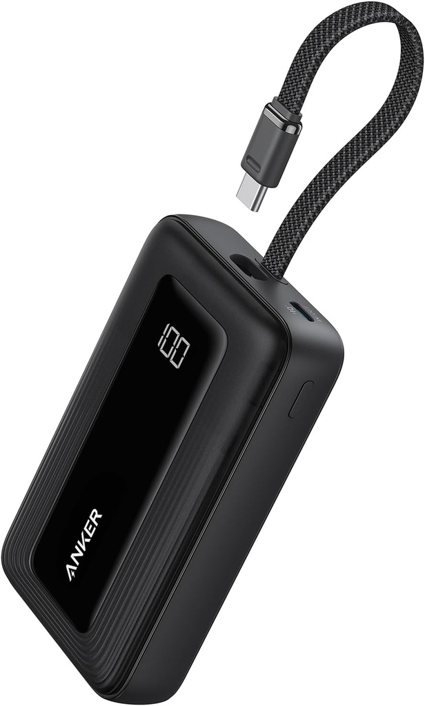 Anker Portable Charger, 10,000mAh 30W Power Bank, USB-C in and Out, black