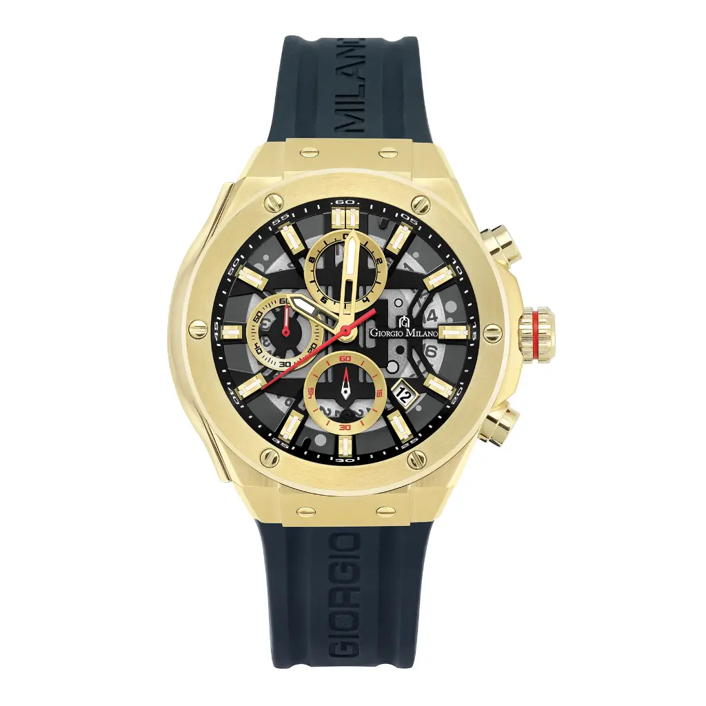 Giorgio Milano Gold and Chrono with date Black Silicone strap 240SG313 MAXIMUS 