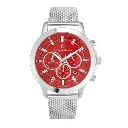 Giorgio Milano round STainless Steel case with Red dial Silver Mesh band 224ST14