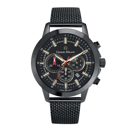 Giorgio Milano round Stainless Steel case with Black dial Black Mesh band 224SBK3