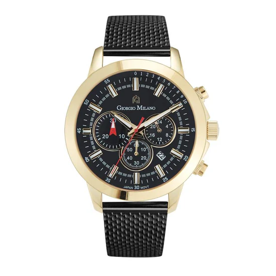 Giorgio Milano round IPG Stainless Steel case with Black dial Black Mesh band 224SGBK3