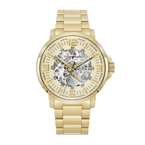 Giorgio Milano Men round IPG Round case with Champagne Automatic dial with IP Gold Bracelet 228SG5 EZIO 