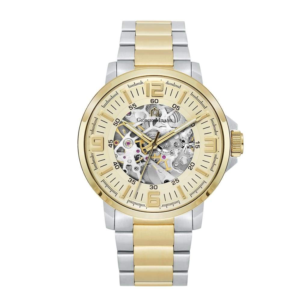 Giorgio Milano Men round IPG Round case with Champagne Automatic dial with 2 Tone IP Gold Bracelet 228STG5 EZIO 