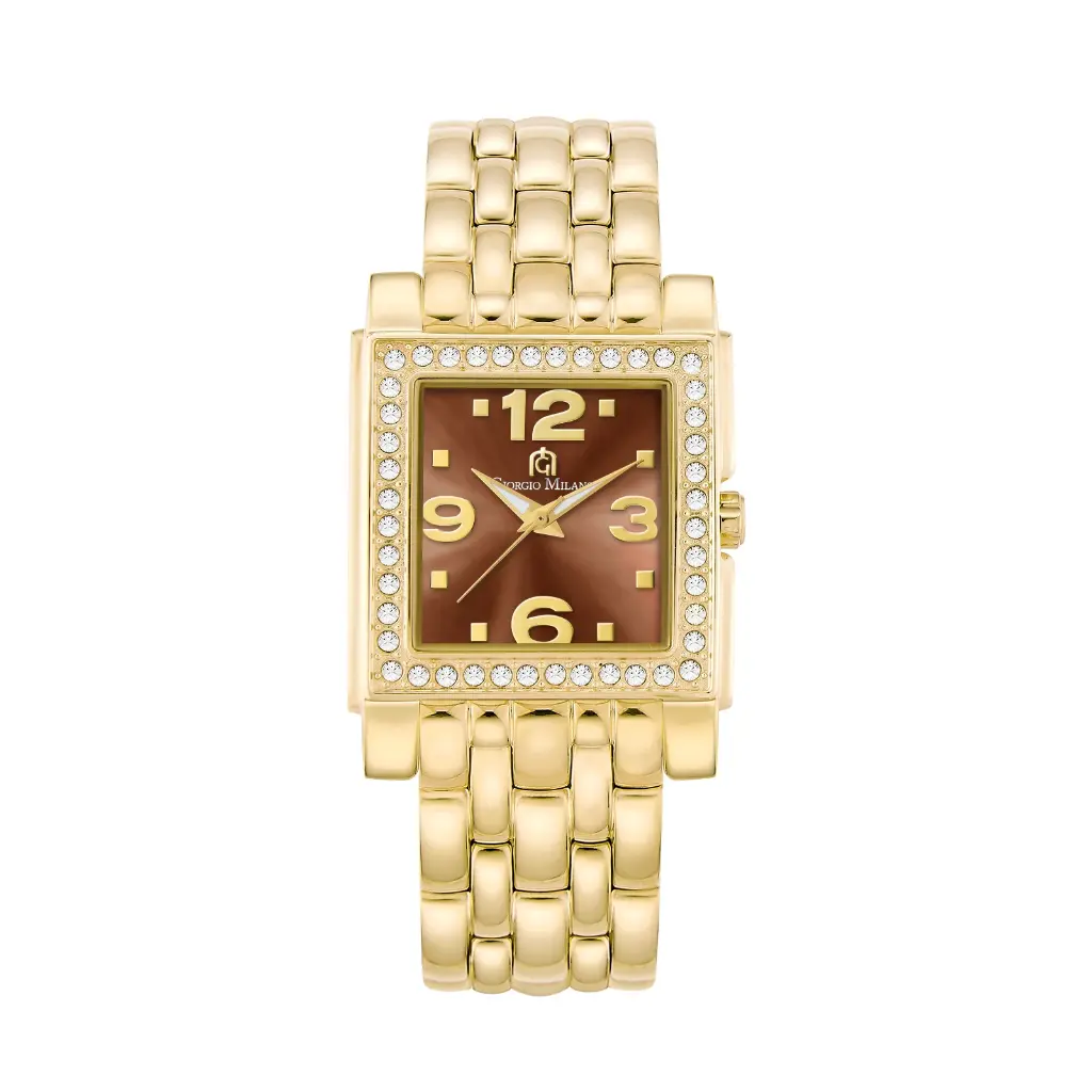 Giorgio Milano Women Square Watch with Brown dial and Gold Stainless Steel Bracelet 221SG06 CARINA