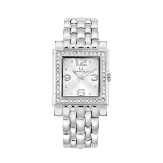 Giorgio Milano Women Square Watch with Silver Brushed dial and Stainless Steel Metal Bracelet 221ST2 CARINA 