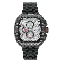Giorgio Milano Men Chrono IP Black stainless steel case, cnc set CZ stones bezel, pave stone dial with Stainless Steel Bracelet MAESTRO BLING 245SBK03M