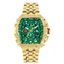 Giorgio Milano Men IP Gold Stainless Steel Watch Chrono with date, Green Dial, IP Gold Metal Bracelet 233SG18M MAESTRO METAL 